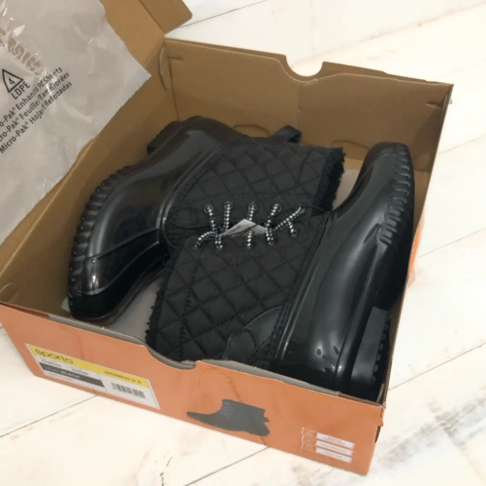 Sporto Sz 6 & 7 Duck Boot • Women’s Andie • Black • New